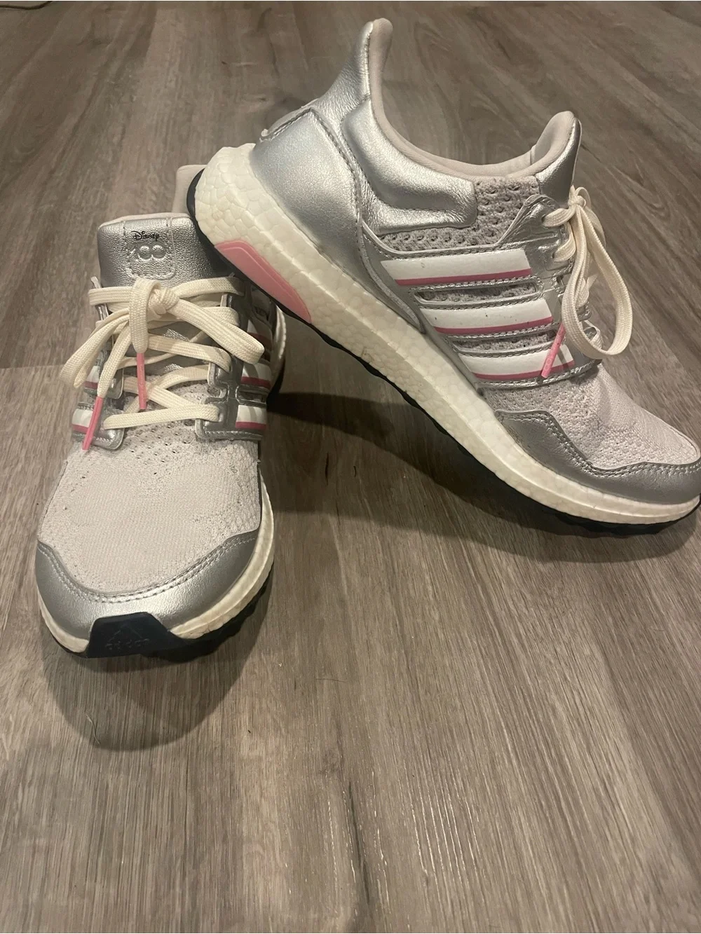 adidas Disney collaboration Silver and Pink Women's Athletic Sneakers
